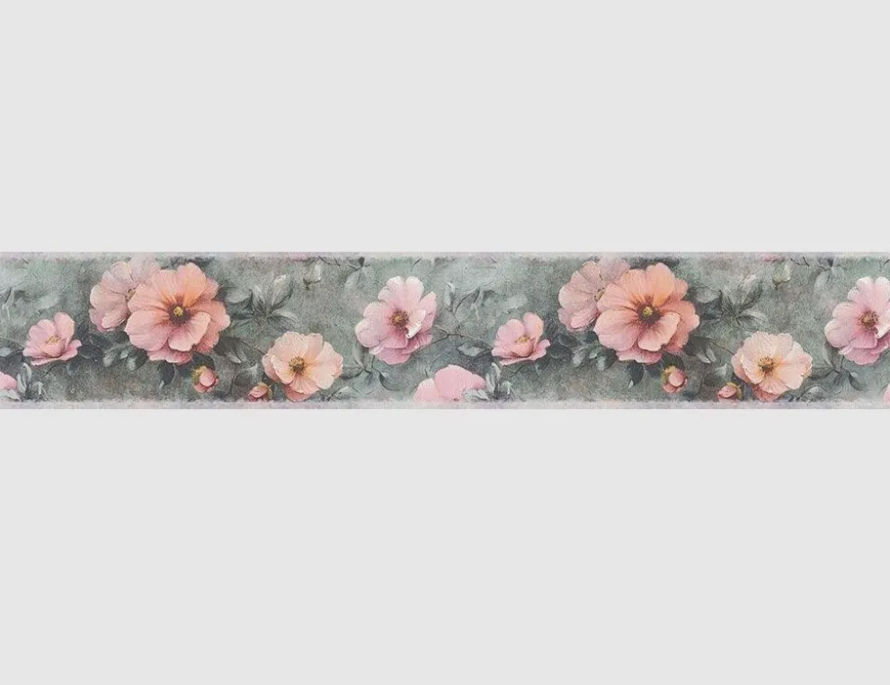 Tapetenborte Vlies Blumen Rosa