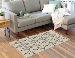 Teppich Dhurry bedruckt beige