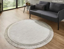 Teppich Lauro Creme rund