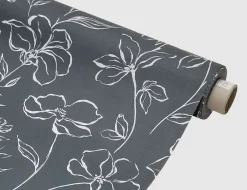 Tischdecke Blumen Anthrazit