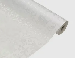 Tischdecke Damast Ranke Weiß