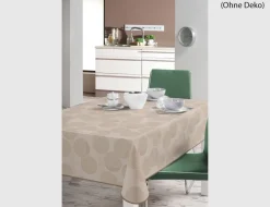 Tischdecke Paspel Kreise Beige 130x160cm