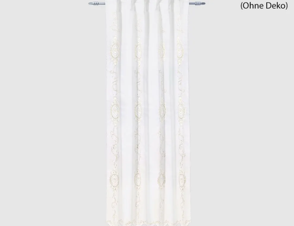 Verdeckte Schlaufe Sofia Weiß, Gold 245x135cm