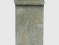 Vliestapete Betonoptik Grün, Braun