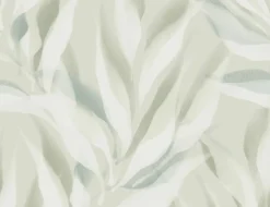 Vliestapete Blätter Aquarell Grün, Creme