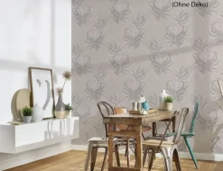 Vliestapete Blume Beige