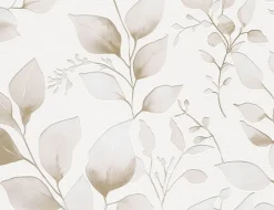 Vliestapete Blume Beige, Weiß