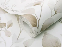 Vliestapete Blume Beige, Weiß