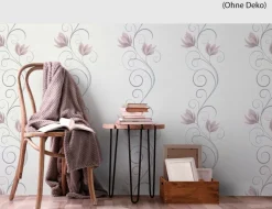 Vliestapete Blume Flitter Rosa