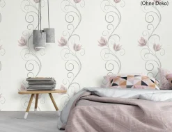 Vliestapete Blume Flitter Rosa