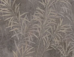 Vliestapete Blume Grau Creme