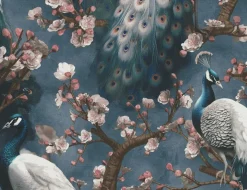 Vliestapete Blume Pfau Blau