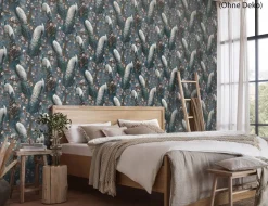 Vliestapete Blume Pfau Blau