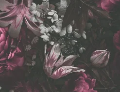 Vliestapete Blume Schwarz, Rot