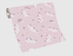 Vliestapete Einhorn Herzen Rosa