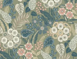 Vliestapete Floral Vintage Grün