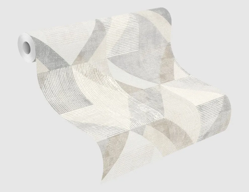 Vliestapete Grafik Beige, Grau