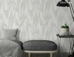 Vliestapete Grafik Metallic Grau