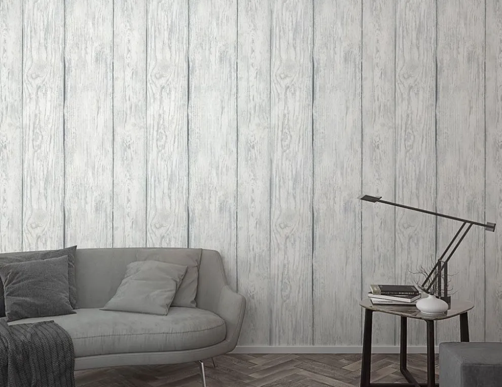 Vliestapete Holzoptik Grau