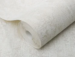 Vliestapete Kalkoptik Beige, Weiß