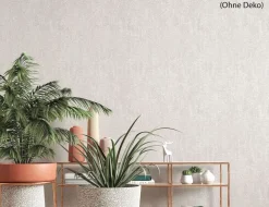 Vliestapete Kalkoptik Beige, Weiß