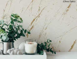 Vliestapete Marmor Beige, Gold