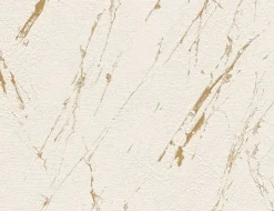 Vliestapete Marmor Beige, Gold