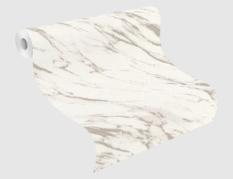 Vliestapete Marmor Creme, Silber