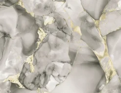 Vliestapete Marmor Grau, Gold