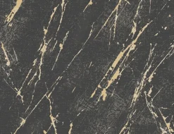 Vliestapete Marmor Schwarz Gold