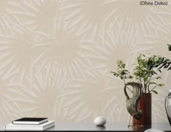 Vliestapete Palmenblätter Beige