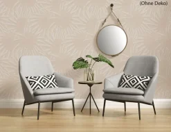Vliestapete Palmenblätter Beige