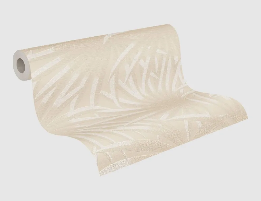 Vliestapete Palmenblätter Beige