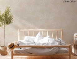 Vliestapete Palmenblätter Beige