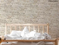 Vliestapete Steinmauer Beige
