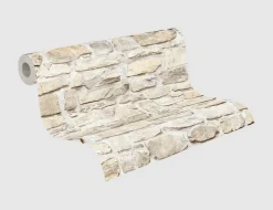 Vliestapete Steinmauer Beige
