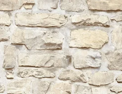 Vliestapete Steinmauer Beige