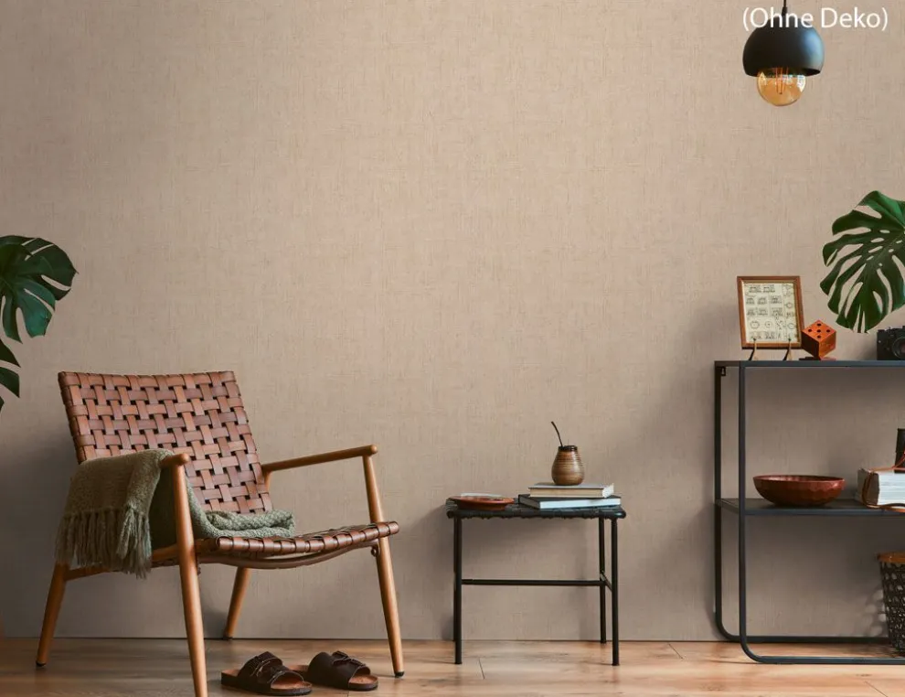 Vliestapete Uni Naturbeige meliert