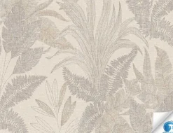 Vorgeleimte Vliestapete Blätter Beige, Gold