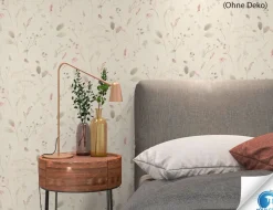 Vorgeleimte Vliestapete Blume Beige