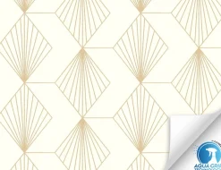 Vorgeleimte Vliestapete Grafik Beige, Gold
