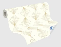 Vorgeleimte Vliestapete Grafik Beige, Gold