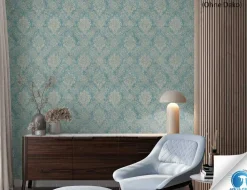 Vorgeleimte Vliestapete Petrol, Beige