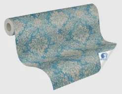 Vorgeleimte Vliestapete Petrol, Beige