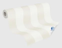 Vorgeleimte Vliestapete Streifen Weiß, Beige