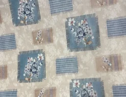 Wachstuch Blumen Beige, Blau