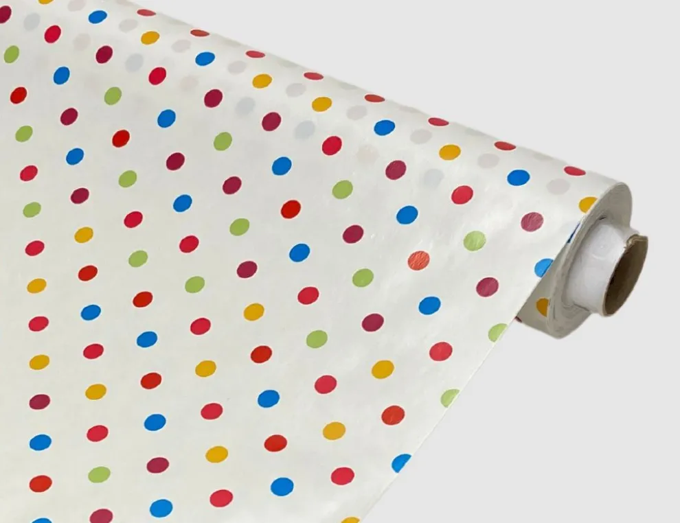 Wachstuch Pünktchen Weiß, Bunt