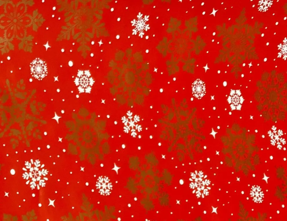 Wachstuch Schneeflocken Rot
