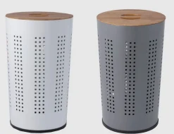 Wäschetonne mit Bambusdeckel H:60 cm